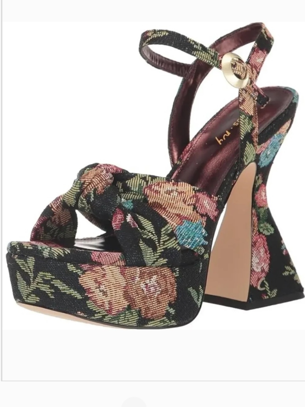 Circus NY by Sam Edelman Women's Audrea Heeled Sandal black floral tapestry SZ 6